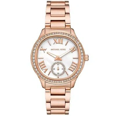 Pre-owned Michael Kors Womens Sage Mother Of Pearl Dial Watch - Mk4806