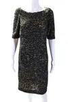 Michael Kors Womens Short Sleeve Mesh Sequin Dress Brown Navy In Blue