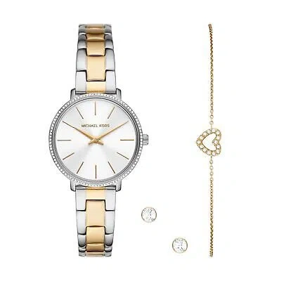 Pre-owned Michael Kors Womens Wristwatch + Bracelet + Earrings  Pyper Mk1041 Steel Golden