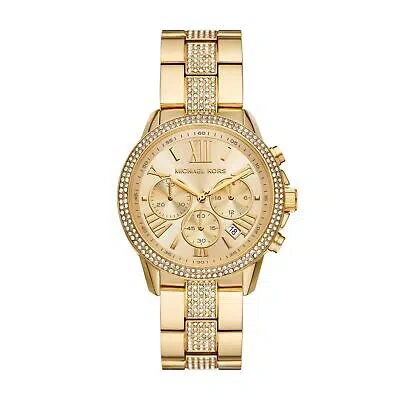 Pre-owned Michael Kors Womens Wristwatch  Brynn Mk7504 Chrono Stainless Steel Golden
