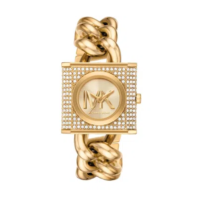 Pre-owned Michael Kors Womens Wristwatch  Chain Lock Mk4711 Steel Golden Swarovski