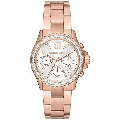 Pre-owned Michael Kors Womens Wristwatch  Everest Mk7213 Chrono Stainless Steel Gold Rose