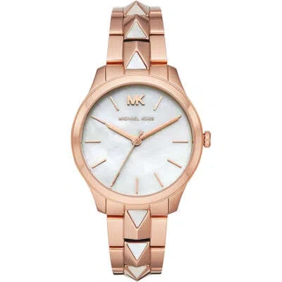 Pre-owned Michael Kors Womens Wristwatch  Runway Mk6671 Steel Gold Rose White
