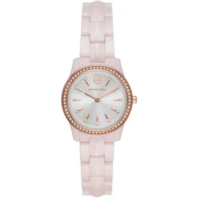 Pre-owned Michael Kors Womens Wristwatch  Runway Mk6841 Ceramic Pink White Gold Rose