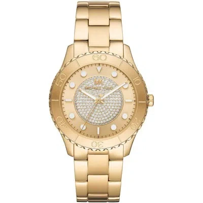 Pre-owned Michael Kors Womens Wristwatch  Runway Mk6911 Stainless Steel Golden Swarovski