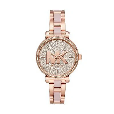Pre-owned Michael Kors Womens Wristwatch  Sofie Mk4336 Stainless Steel Gold Rose Swarovski