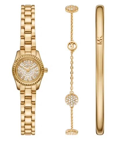 Michael Kors Women'sâ Lexington Three-hand Gold-tone Stainless-steel Watch, 19mm And Bracelet Gift Set