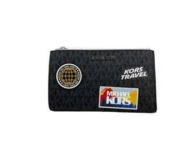 Michael Kors Women'sjet Set Travel Double Zip Wristlet Wallet In Black