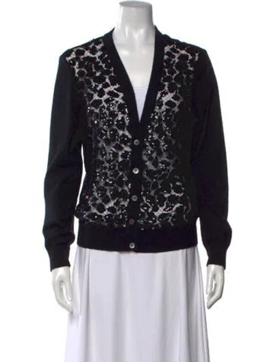 Pre-owned Michael Kors Wool Animal Print Sweater In Black