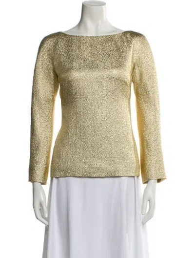 Pre-owned Michael Kors Wool Bateau Neckline Top In Gold