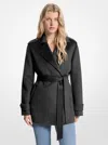 Michael Kors Wool Blend Belted Wrap Coat In Black