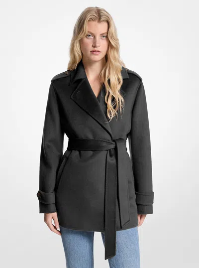 MICHAEL KORS WOOL BLEND BELTED WRAP COAT