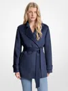 Michael Kors Wool Blend Belted Wrap Coat In Blue