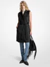 Michael Kors Wool Blend Belted Wrap Vest In Black