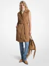 Michael Kors Wool Blend Belted Wrap Vest In Brown