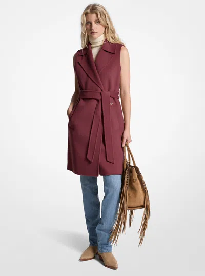MICHAEL KORS WOOL BLEND BELTED WRAP VEST