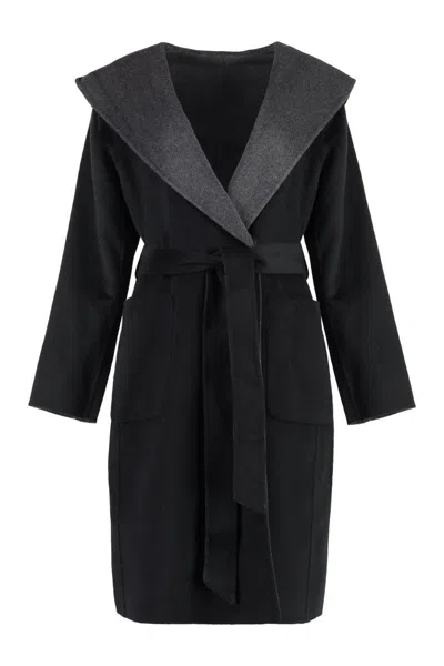 Michael Kors Wool Blend Coat In Black