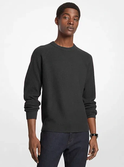 Michael Kors Wool Blend Crewneck Sweater In Black