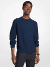 Michael Kors Wool Blend Crewneck Sweater In Blue