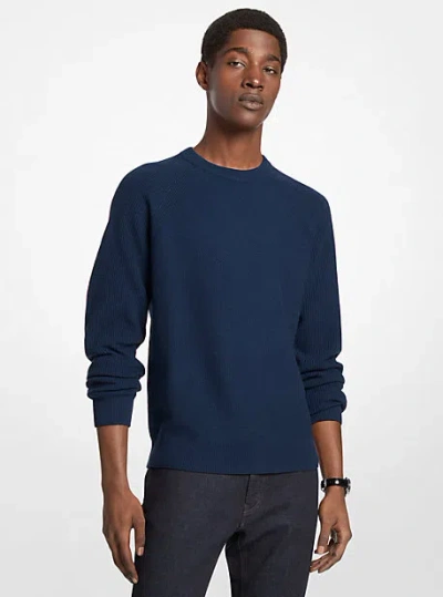 Michael Kors Wool Blend Crewneck Sweater In Blue