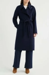 Michael Kors Wool Blend Double Face Coat In Blue