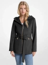 Michael Kors Wool Blend Hooded Coat In Black