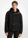 Michael Kors Wool Blend Hooded Jacket In Black