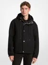 Michael Kors Bonded Wool Blend Hooded Jacket In Black