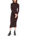 Michael Kors Wool Blend Mock Neck Midi Dress In Chocolate