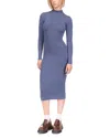 Michael Kors Wool Blend Mock Neck Midi Dress In Dark Chambray