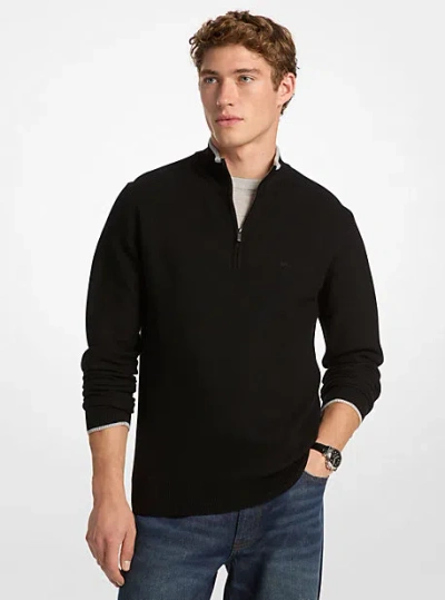 Michael Kors Wool Blend Quarter-zip Sweater In Black