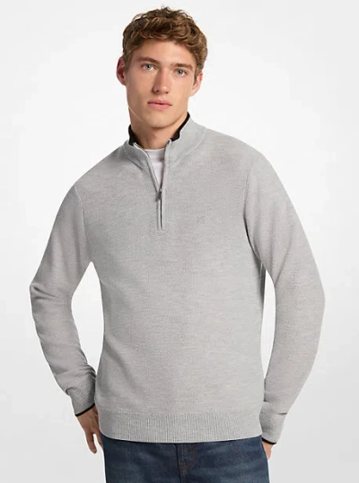 Michael Kors Wool Blend Quarter-zip Sweater In Brown