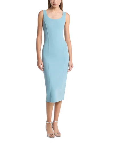 Michael Kors Double Faced Stretch Wool Crepe Scoopneck Sheath Dress In Blue