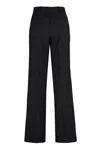 Michael Kors Grey Pinstriped Pants In Wool Blend Woman In Black
