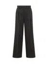 Michael Kors Navy Blue Pleated Pants In Black