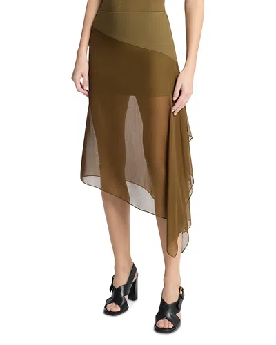 Michael Kors Wool Blend Veiled Mini Skirt In Brown