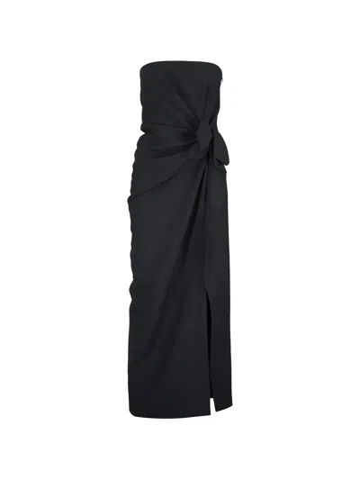 Michael Kors Wool Broadcloth Origami Strapless Dress In Black