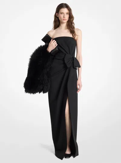 Michael Kors Wool Broadcloth Origami Strapless Dress In Black