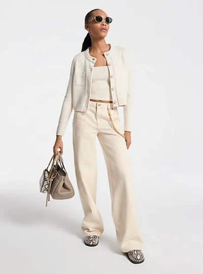 Michael Kors Wool Cardigan In White