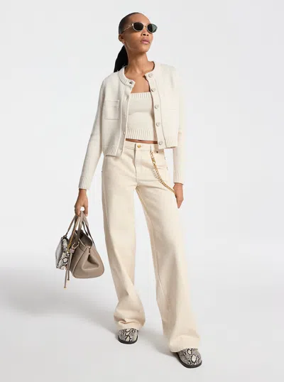 Michael Kors Wool Cardigan In Neutral