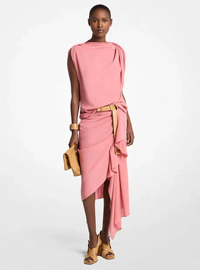 Michael Kors Wool Crepe Draped Blouse In Pink