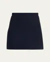 Michael Kors Wool Crepe Mini Skirt In Blue