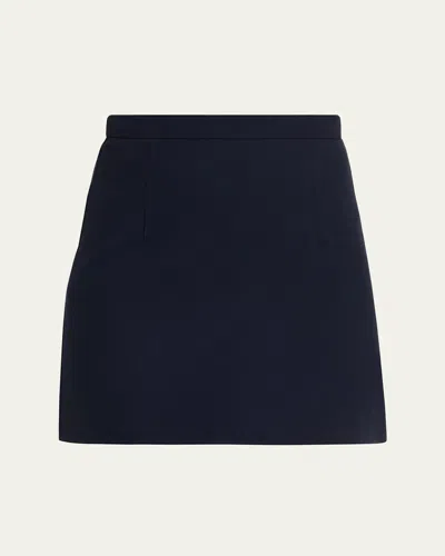 Michael Kors Wool Crepe Mini Skirt In Blue