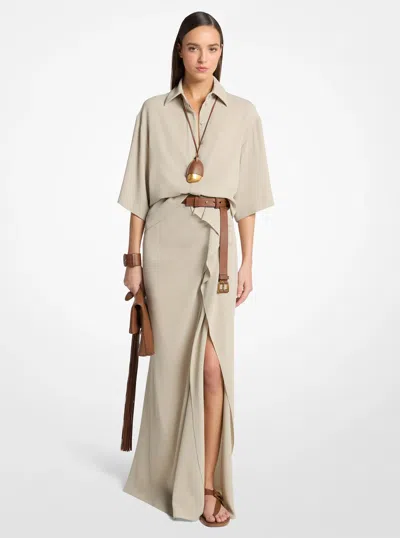 Michael Kors Wool Crepe Pareo Skirt In Gray