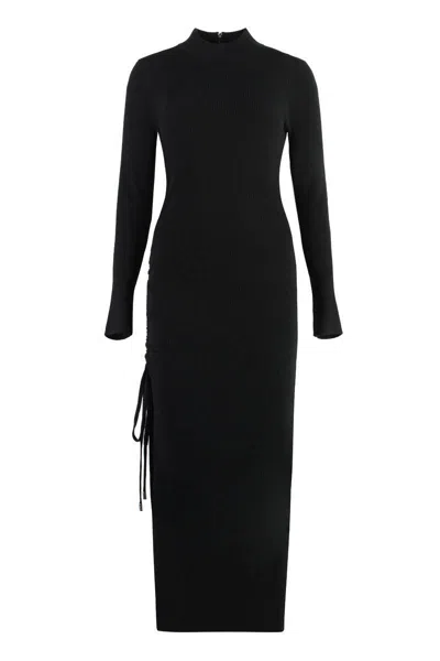 Michael Kors Stretched Ruched Dress In Black