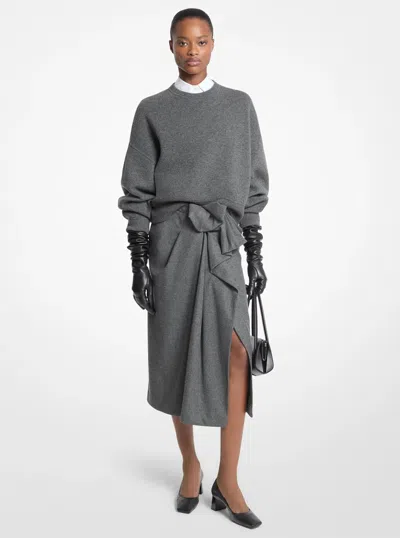 Michael Kors Wool Flannel Origami Slit Skirt In Grey In Gray