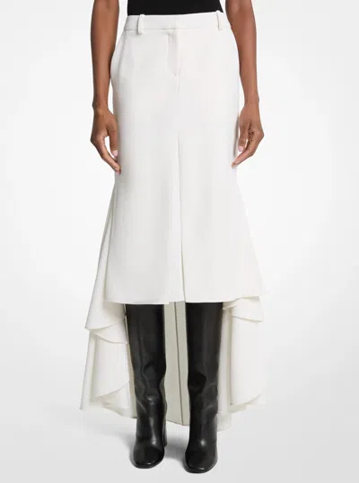 Michael Kors Wool Gabardine High-low Trouser Skirt In Natural In White