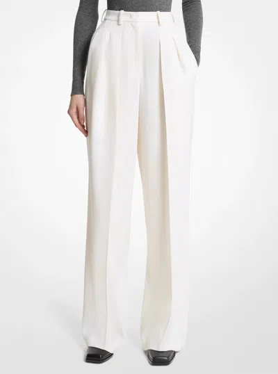 Michael Kors Wool Gabardine Pleated Slouch Trousers In Natural