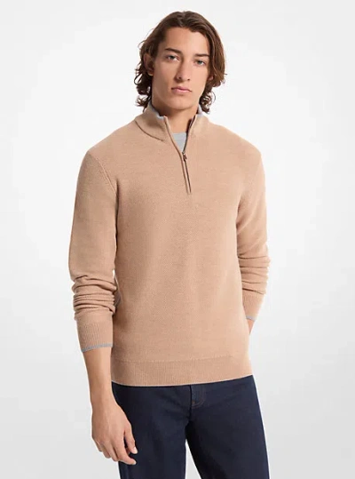 Michael Kors Wool Half-zip Sweater In Brown