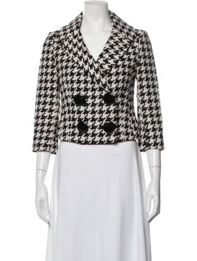 Pre-owned Michael Kors Wool Houndstooth Print Blazer In Black